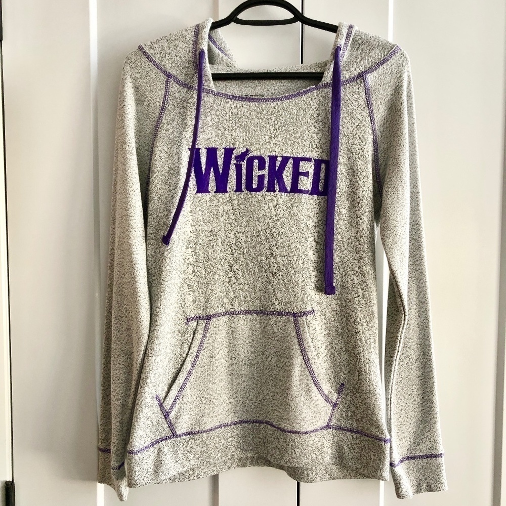 Wicked, Broadway Musical, Pullover, Hoodie, Heather Grey, With Purple, Size S